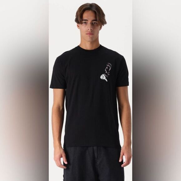 NWOT STANCE Black Short Sleeve Graphic Blades Crew Neck Tee Shirt- Size M - Picture 1 of 8